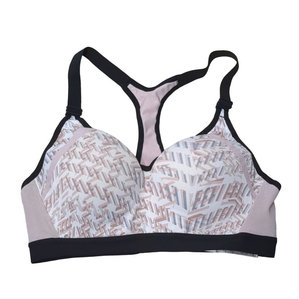 Victorias Secret Icredible Sports Bra 34B Racerback Strappy Pink White